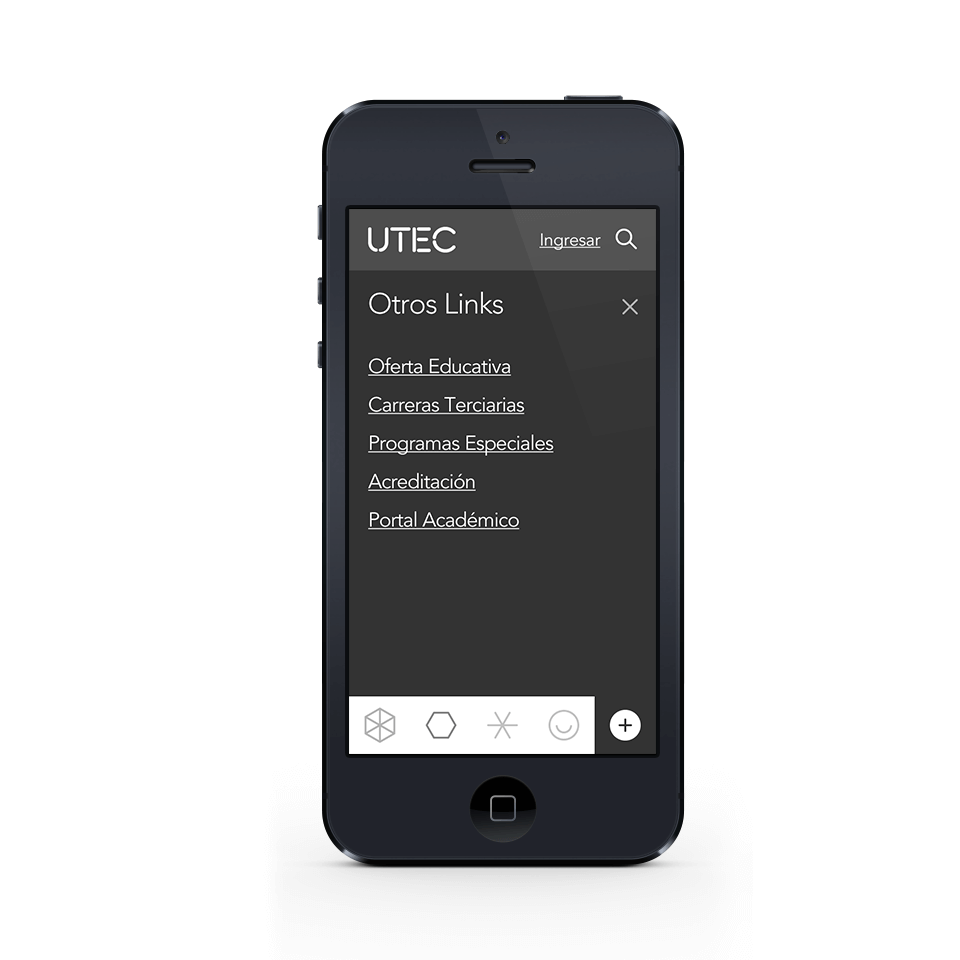 Mobile view of website menu