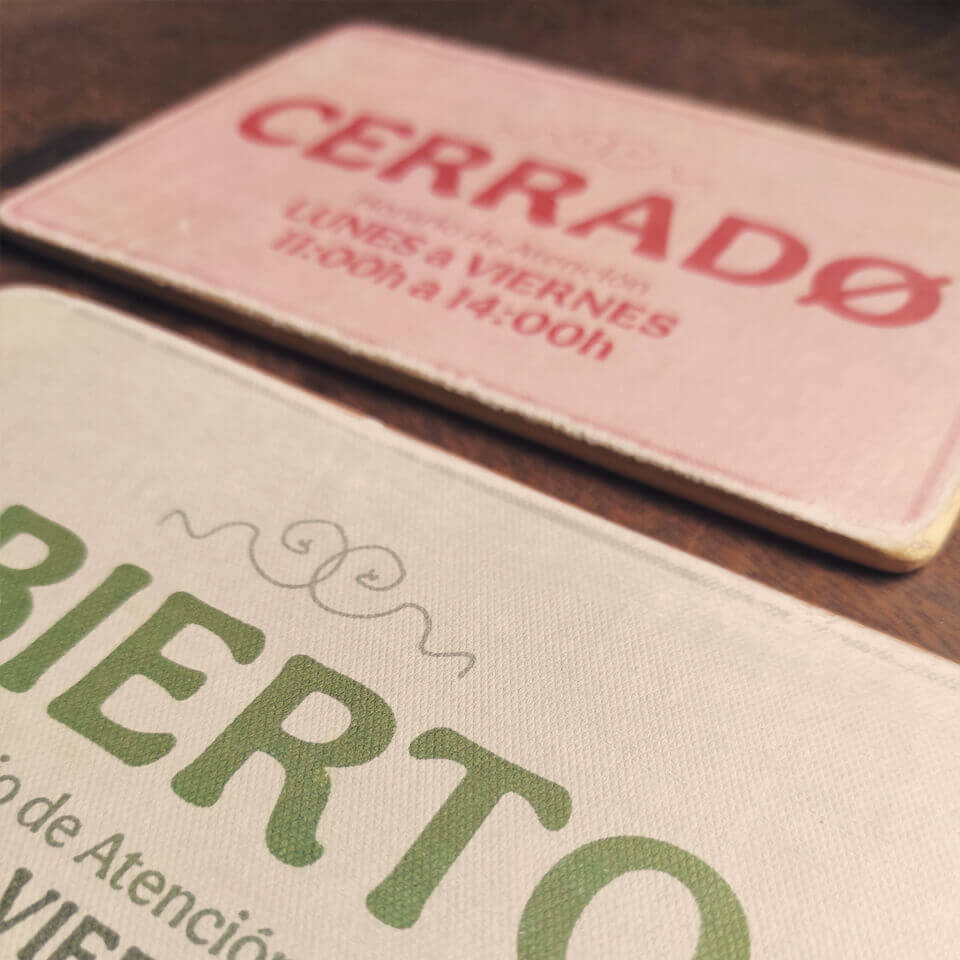 Madre Cuenca's Open Close Sign