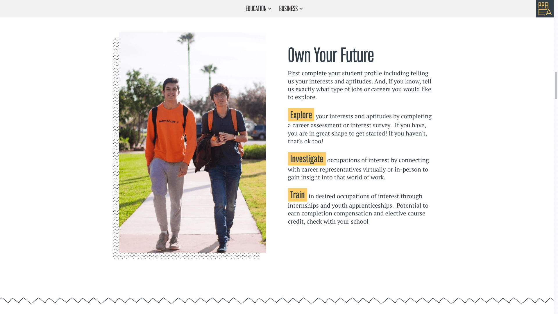 PPBEA - website UI Own your future section