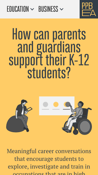 PPBEA - website UI Support k-12 students section