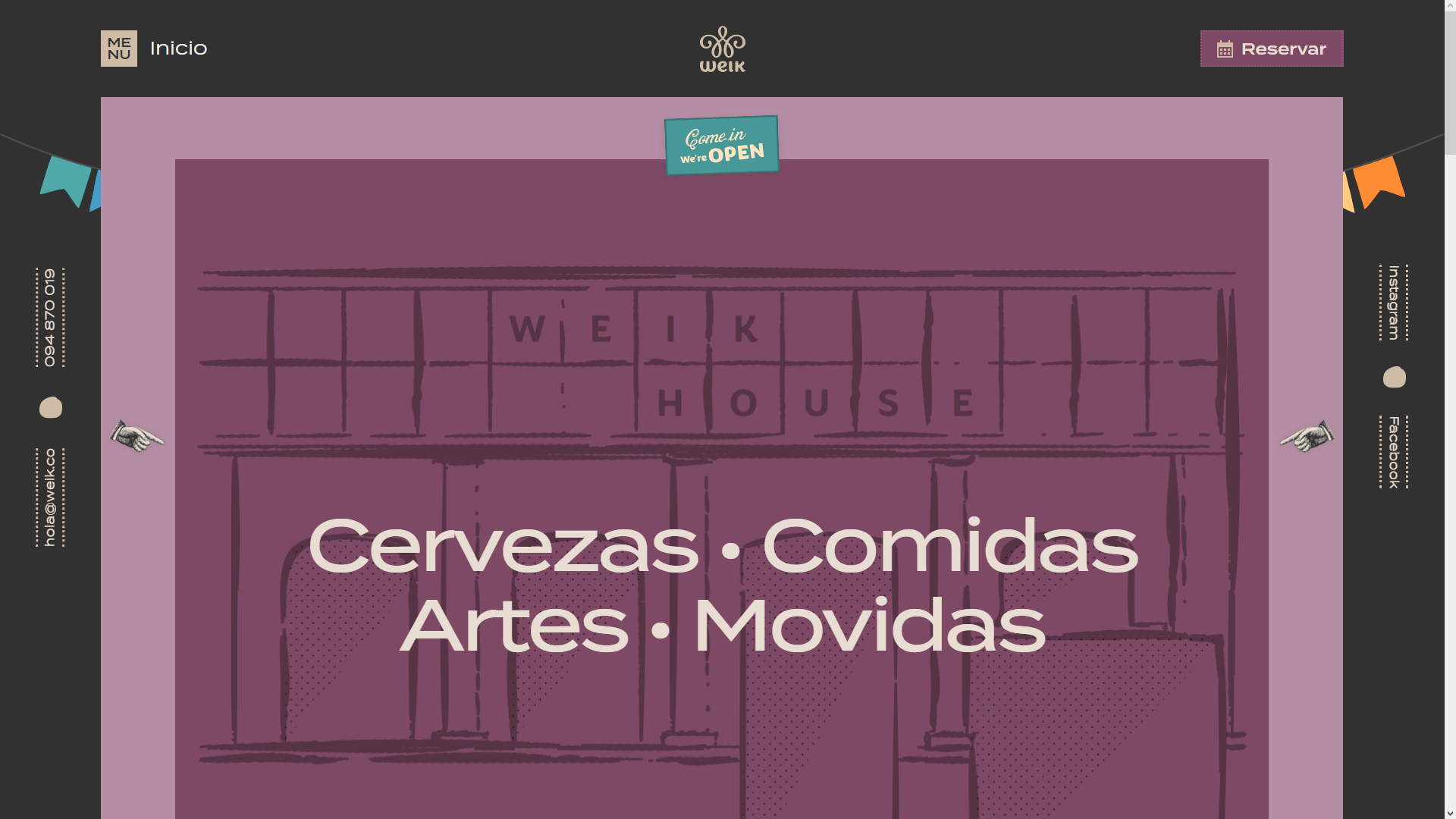 Pagina landing del sitio web.