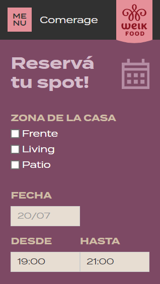 Sistema de reservas en el sitio web de Weik