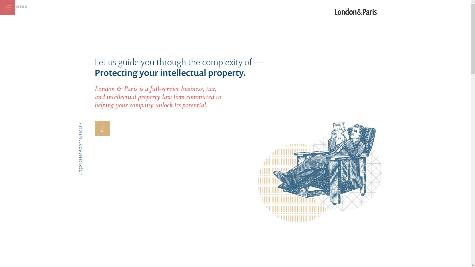 Desktop view of website