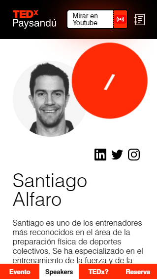Mobile view of the webpage of TEDx Paysandú