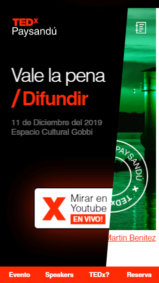 Mobile view of the webpage of TEDx Paysandú