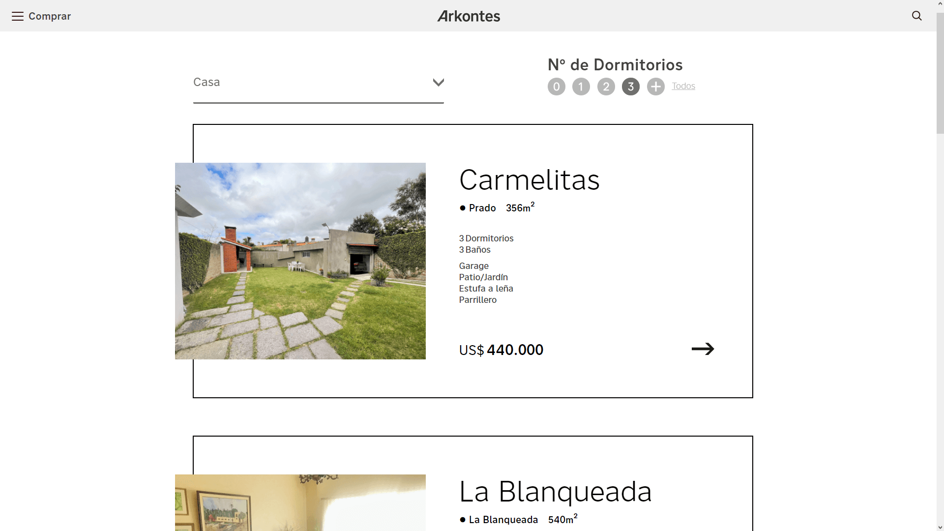 Arkontes - Website UI property listing page