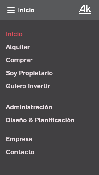 Arkontes - Website UI menu open mobile view