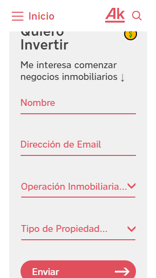 Arkontes - Website UI Want to invest form mobile view