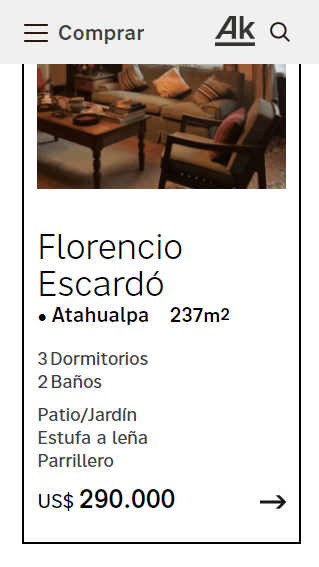 Arkontes - Website UI property listing mobile view