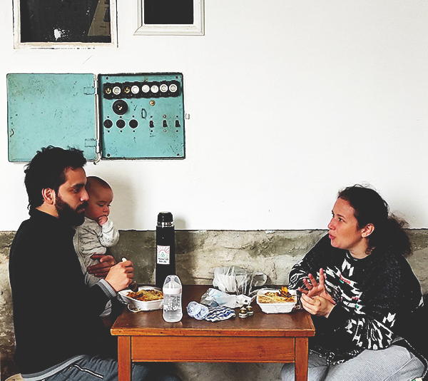 Seba, Majo and Mar having Launch