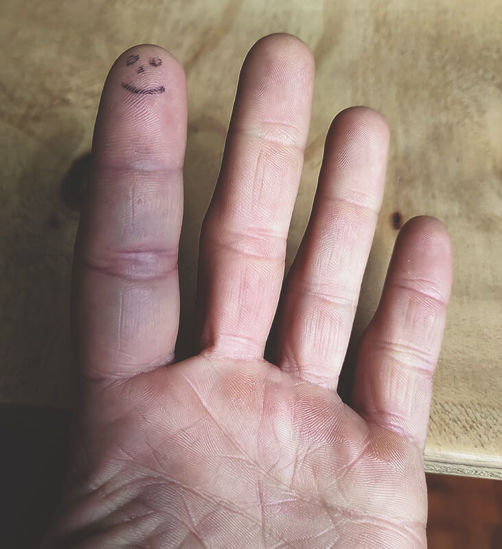 Smiley face on a finger