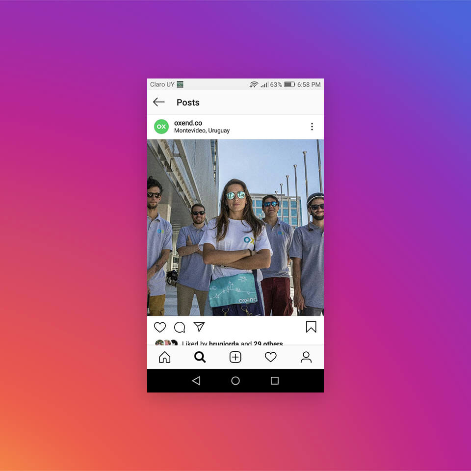 Publicacion de instagram de oxend.co