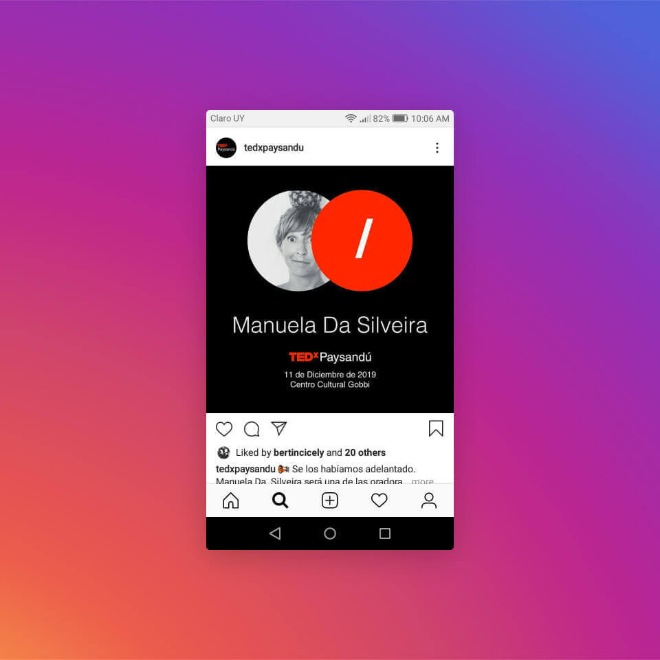 TEDx Paysandú instagram feed "Manuela Da Silveira" as a speaker
