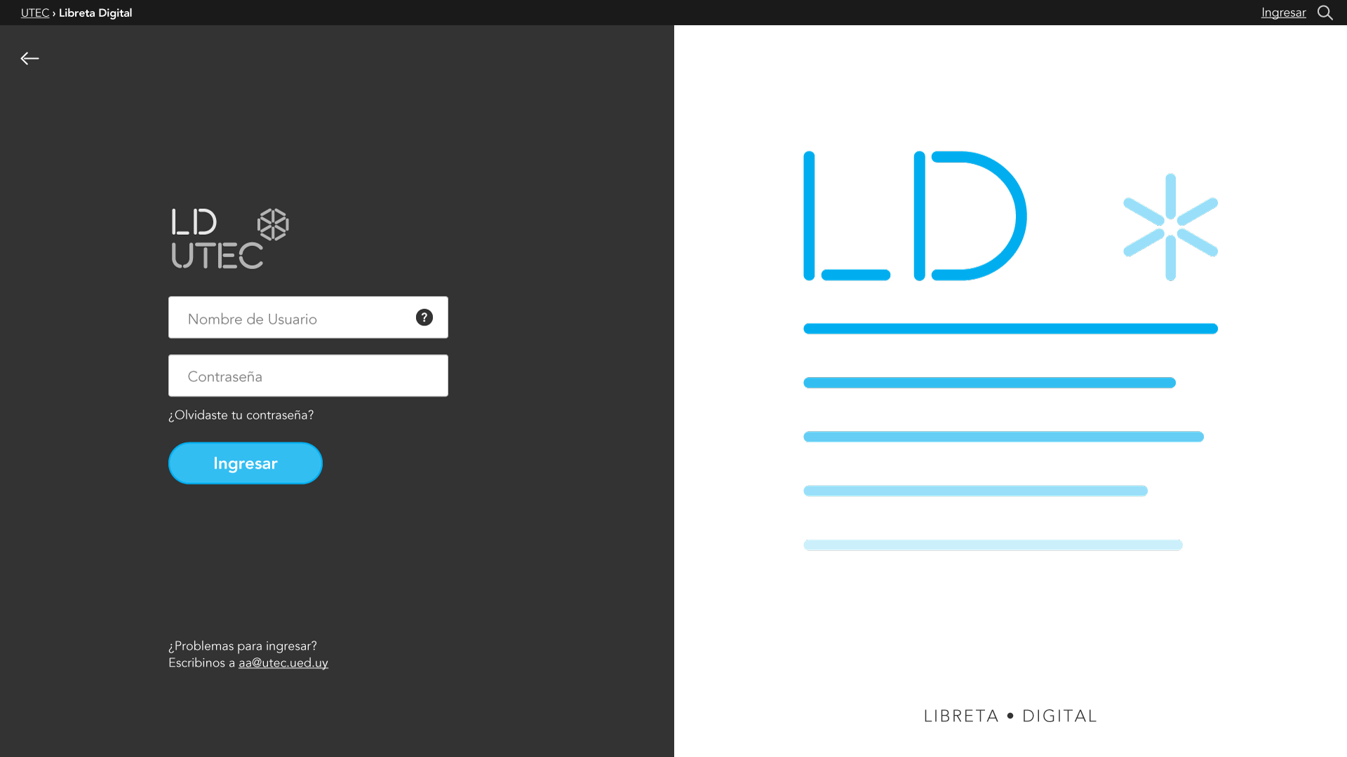 Login section "Libreta Digital"