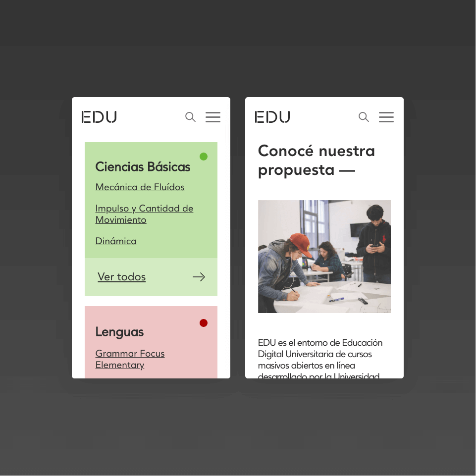 Mobile view of website